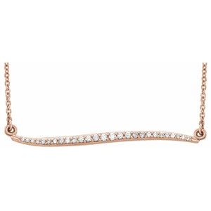 Ladies Natural Diamond Bar Necklace (I1, G-H) — 14K Rose Gold