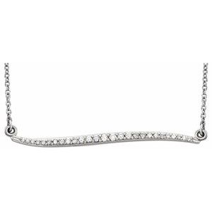 Ladies Natural Diamond Bar Necklace (I1, G-H) — 14K White Gold