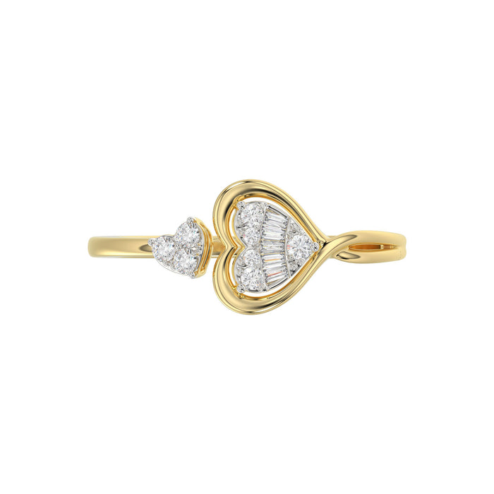 LADIES RING 0.15CT ROUND/BAGUETTE DIAMOND 10K YELLOW GOLD