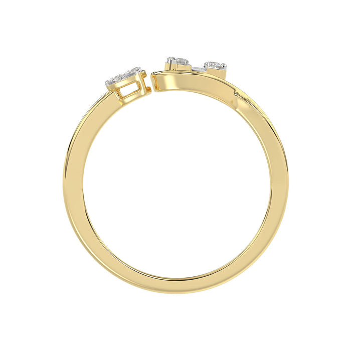 LADIES RING 0.15CT ROUND/BAGUETTE DIAMOND 10K YELLOW GOLD
