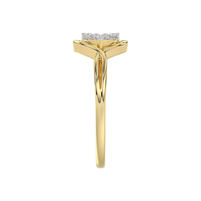 LADIES RING 0.15CT ROUND/BAGUETTE DIAMOND 10K YELLOW GOLD