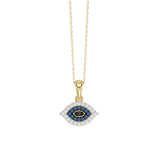LADIES PENDANT 0.10CT ROUND/BLUE/BLACK DIAMOND 10K YELLOW GOLD