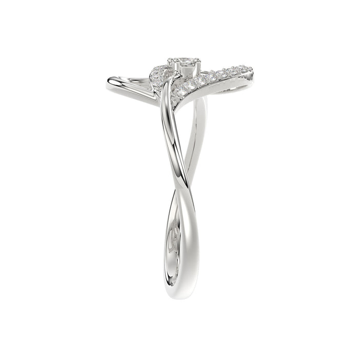 Ladies Elysian Heart Ring 0.15Ct Round Diamond Sterling Silver White � Romantic Fine Jewelry For Women