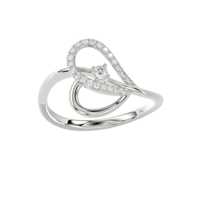 Ladies Elysian Heart Ring 0.15Ct Round Diamond Sterling Silver White � Romantic Fine Jewelry For Women