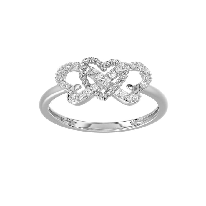 Sterling Silver Ladies 0.15CT Round Diamond Infinity Heart Engagement Fashion Ring Elegant Romantic Jewelry