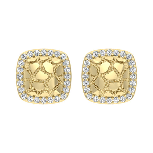 �Ladies Nugget Halo Fashion Earrings 0.25Ct Round Diamond 10K Yellow Gold � Fashionable Women�S Jewelry Gift