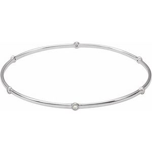 Ladies Natural Diamond Bezel-Set Bangle Bracelet (I1, H+) — Sterling Silver