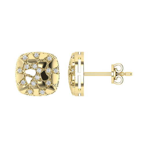 �Ladies Nugget-Fashion Earrings 0.15Ct Round Diamond 10K Yellow Gold � Elegant Women�S Fashion Jewelry Gift