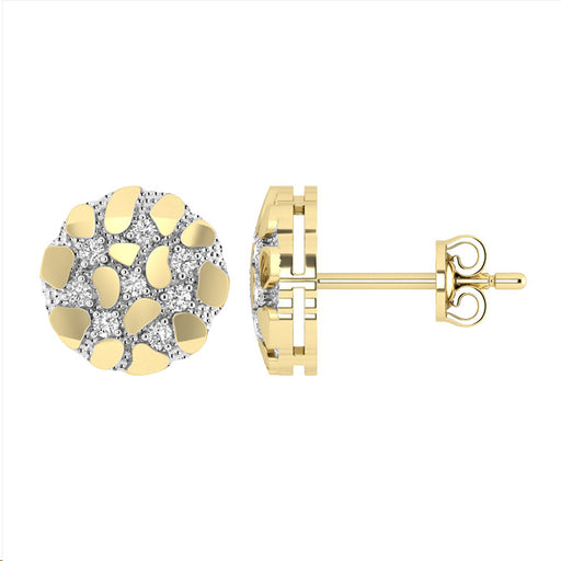 Ladies Nugget-Fashion Earrings 0.15Ct Round Diamond 10K Yellow Gold � Elegant Women�S Fashion Jewelry Gift