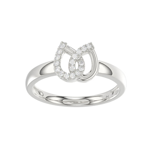 Ladies Lucky Horseshoe Fashion Ring 0.10Ct Round Diamond Sterling Silver White � Double Horseshoe Fashion Jewelry