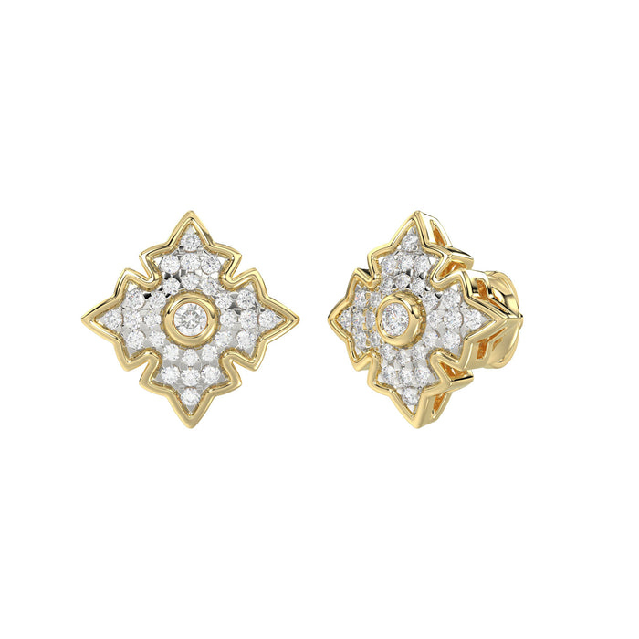 LADIES EARRING 0.25CT ROUND DIAMOND 10K YELLOW GOLD