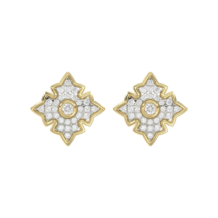 LADIES EARRING 0.25CT ROUND DIAMOND 10K YELLOW GOLD