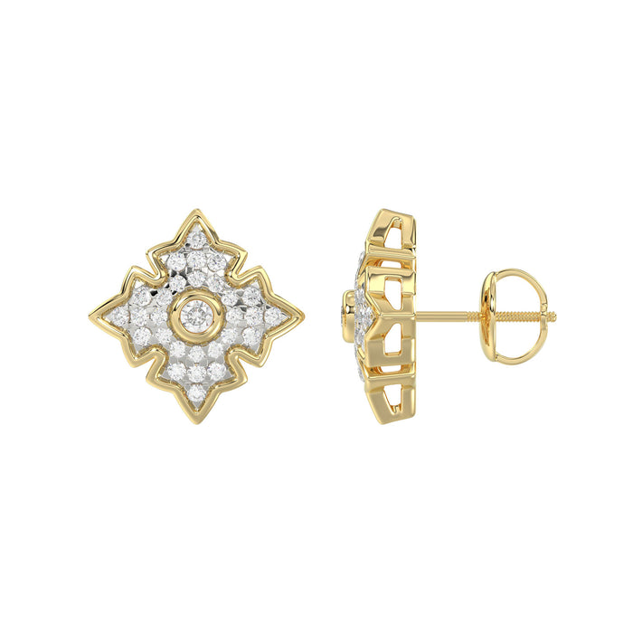 LADIES EARRING 0.25CT ROUND DIAMOND 10K YELLOW GOLD