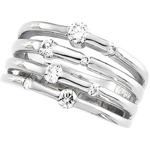 Ladies Natural Diamond Ring (I1, G-H) — 14K White Gold