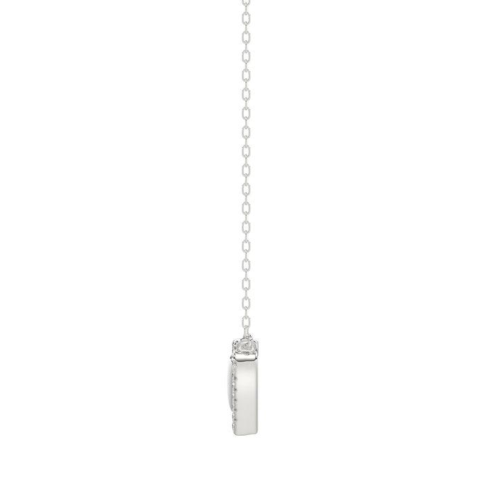 Round Diamond Heart Necklace, 0.10Ct Sterling Silver  Love Necklace, Minimal Heart Charm Pendant For Your Loved One, Girlfriend Gift