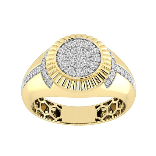 Men�S 10K Yellow Gold Diamond Ring � 0.50Ct Round Cluster Diamond, Stylish Men�S Wedding & Fashion Ring