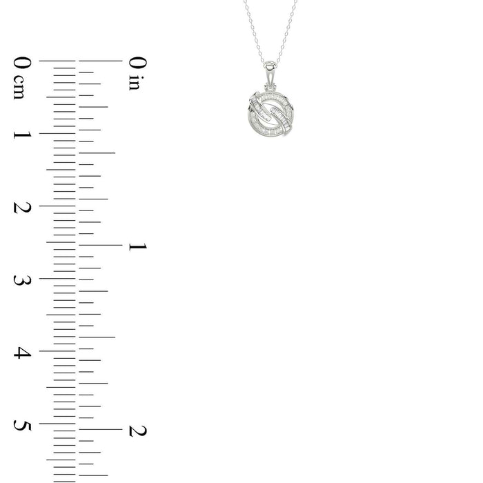 Elegant 0.15Ct Round & Baguette Diamond Pendant In Sterling Silver Ladies Fine Jewelry With Chain