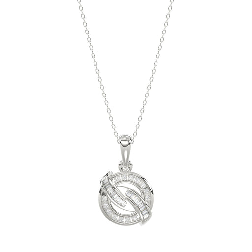 Elegant 0.15Ct Round & Baguette Diamond Pendant In Sterling Silver Ladies Fine Jewelry With Chain