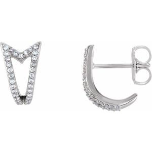 Ladies Natural Diamond Geometric J-Hoop Earrings (SI2-SI3, G-H) — Platinum