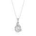 Sterling Silver Ladies 0.15CT Round & Baguette Diamond Teardrop Pendant With Chain Elegant Fashion Jewelry