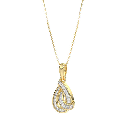 LADIES PENDANT 0.15CT ROUND/BAGUETTE DIAMOND 10K YELLOW GOLD