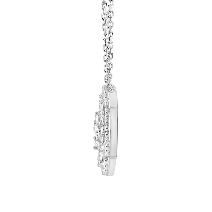 LADIES PENDANT WITH CHAIN 0.25CT ROUND/BAGUETTE DIAMOND 10K WHITE GOLD