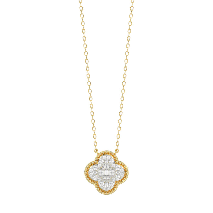 LADIES PENDANT 0.25CT ROUND/BAGUETTE DIAMOND 10K YELLOW GOLD