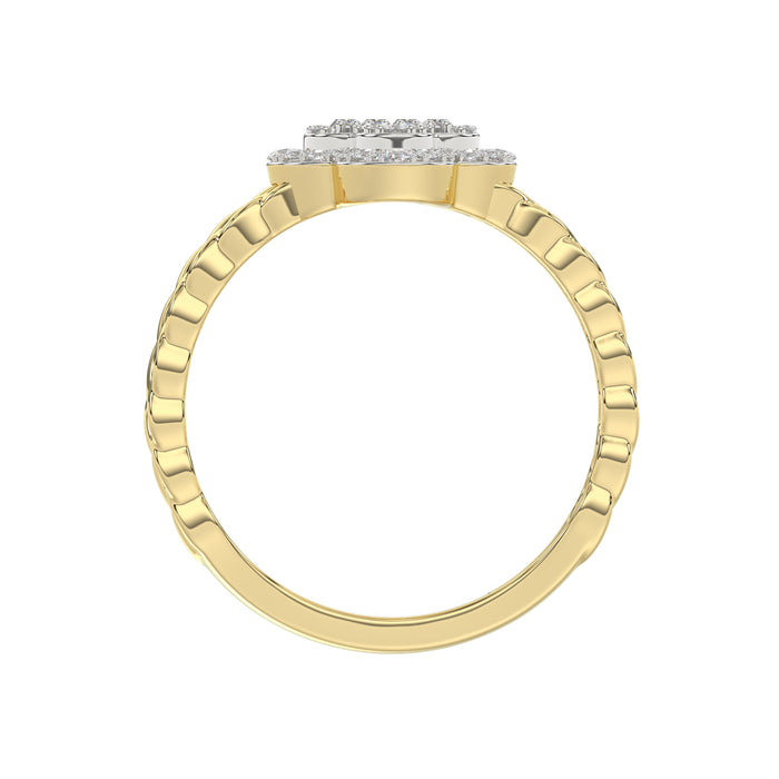 LADIES RING 0.25CT ROUND/BAGUETTE DIAMOND 10K YELLOW GOLD