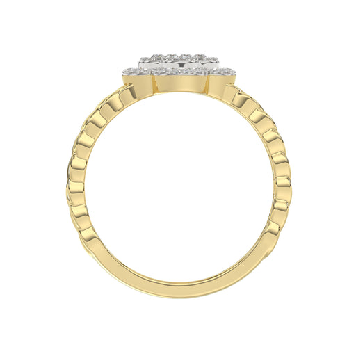LADIES RING 0.25CT ROUND/BAGUETTE DIAMOND 10K YELLOW GOLD