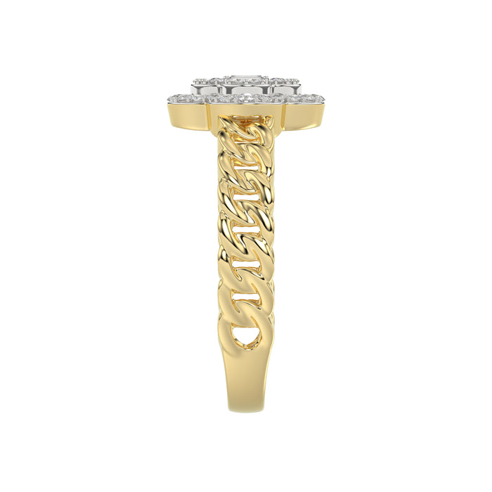 LADIES RING 0.25CT ROUND/BAGUETTE DIAMOND 10K YELLOW GOLD