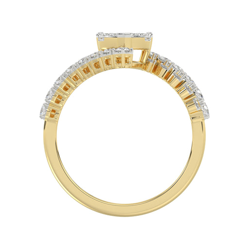 LADIES RING 0.65CT ROUND/BAGUETTE DIAMOND 14K YELLOW GOLD