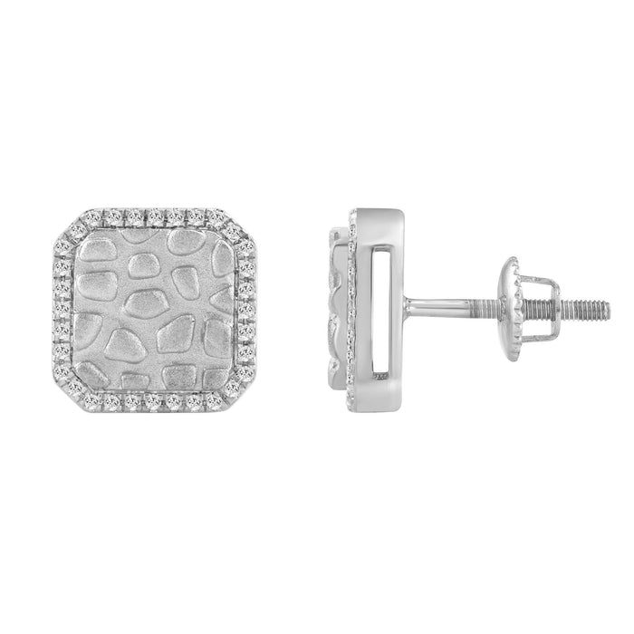 0.16 Ct Round Diamond Halo Earrings For Women Sterling Silver Stylish Jewelry Gift
