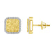 10K Yellow Gold 0.16CT Round Diamond Nugget Square Halo Stud Earrings Women�S Diamond Fashion Earrings
