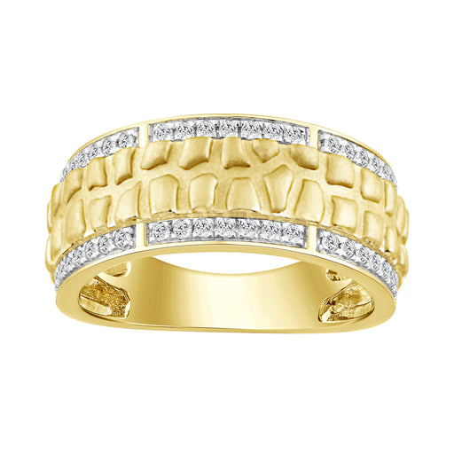 10K Yellow Gold Men'S 0.33CT Round Diamond Fashion Engagement Ring Elegant Wedding Jewelry