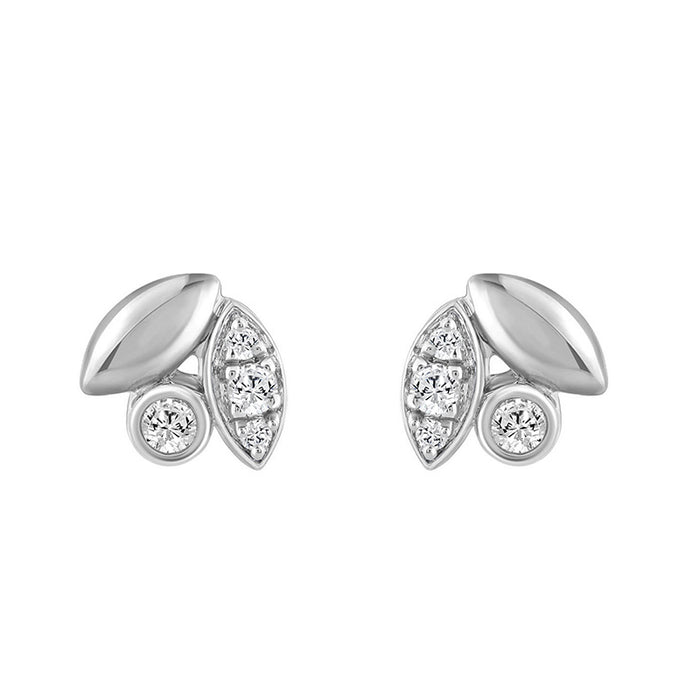 Elegance Ladies Round Diamond Cluster Fashion Earrings In 10K White Gold � Marquise Design