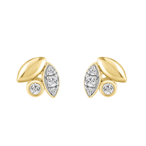 Elegance Ladies Round Diamond Cluster Fashion Earrings In 10K Yellow Gold � Marquise Design