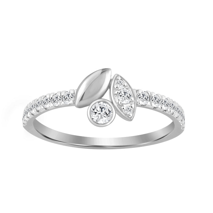 Elegance Ladies Round Diamond Cluster Fashion Ring In 10K White Gold � Marquise Design