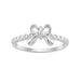 Sterling Silver Ladies 0.10CT Round Diamond Bow Design Engagement Ring Elegant Romantic Jewelry Gift