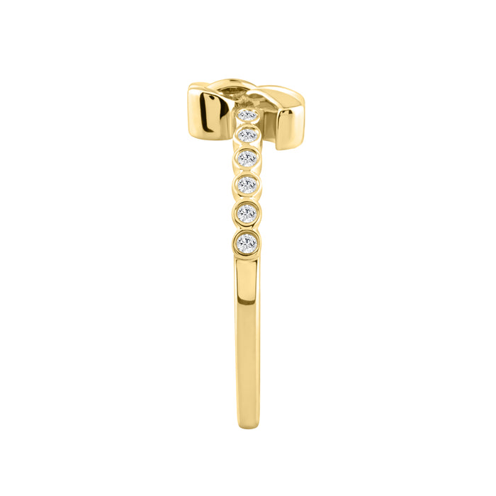 Classic 0.10Ct Round Diamond Ring In Yellow Gold  For Women