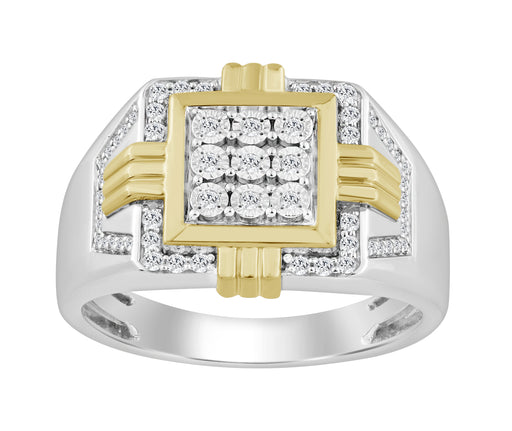 Sterling Silver Men'S 0.25CT Round Diamond Fashion Engagement Ring Elegant Wedding Jewelry