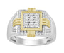 Sterling Silver Men'S 0.25CT Round Diamond Fashion Engagement Ring Elegant Wedding Jewelry