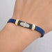 0.25 Ct Round Diamond Men�S Bracelet Yellow Gold  With Rubber Strap (Blue/Black)