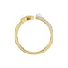Stylish 10K Yellow Gold Ladies Ring Featuring Letter “R”, Luminous Pearl, And Round Diamond Accents. A Delicate 0.10Ct Fine Jewelry Piece.
