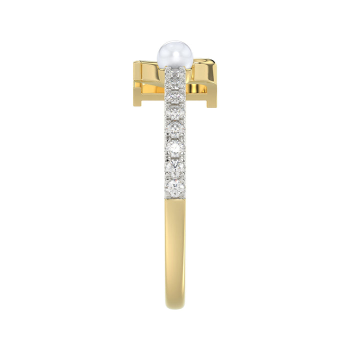 LADIES RING 0.10CT ROUND/PEARL DIAMOND 10K YELLOW GOLD