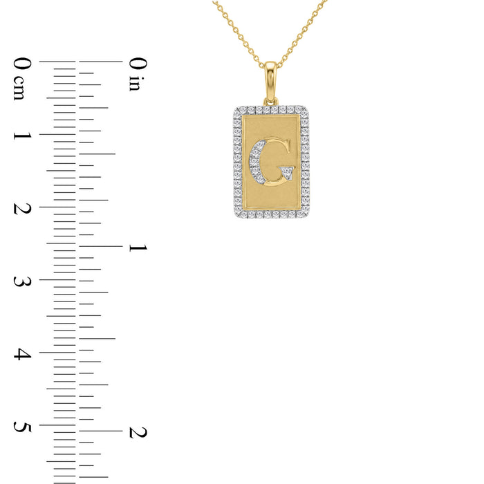 10K Yellow Gold letter 'G' Fashion Pendant With Chain - 0.20 CT Round Diamond Ladies Jewelry Gift