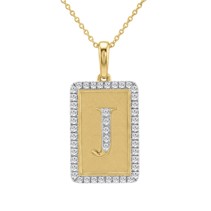 10K Yellow Gold letter 'J' Fashion Pendant With Chain - 0.20 CT Round Diamond Ladies Jewelry Gift