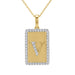 10K Yellow Gold letter 'V' Fashion Pendant With Chain - 0.20 CT Round Diamond Ladies Jewelry Gift