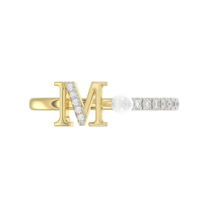 LADIES RING 0.10CT ROUND/PEARL DIAMOND 10K YELLOW GOLD