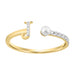 10K Yellow Gold Ladies 0.10CT Round Diamond Pearl “J” Alphabet Ring Elegant Initial Jewelry