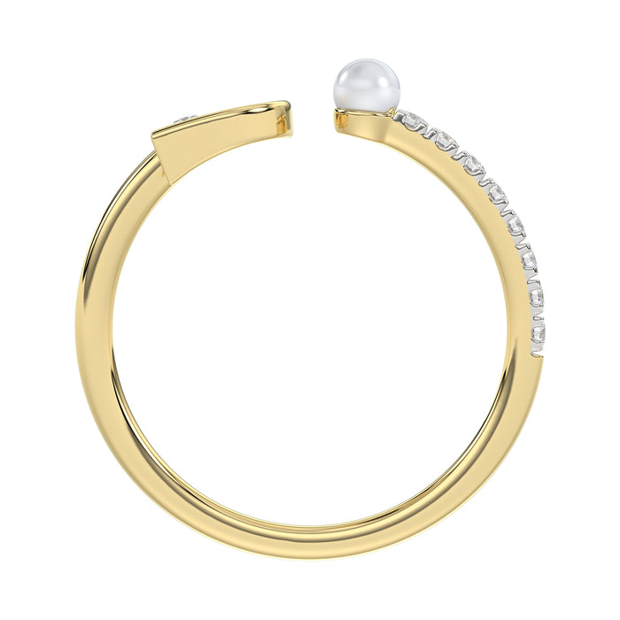 LADIES RING 0.10CT ROUND/PEARL DIAMOND 10K YELLOW GOLD